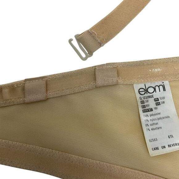 Elomi Womens Convertible Strapless Bra Beige 38F Molded Cups Underwire - Picture 8 of 8